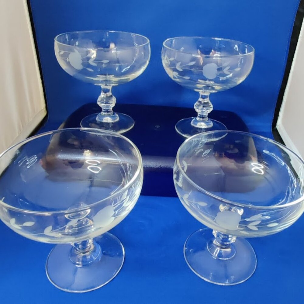 Princess House Footed Dessert Sherbet Glasses -Set of 4 -Heritage-507 -PRISTINE!